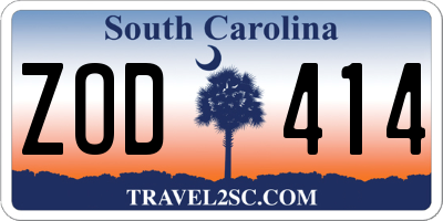 SC license plate ZOD414