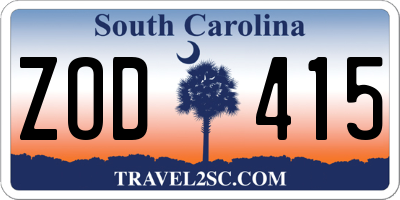 SC license plate ZOD415
