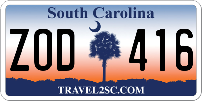 SC license plate ZOD416