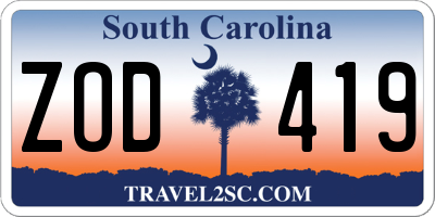 SC license plate ZOD419