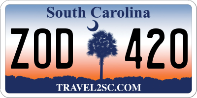 SC license plate ZOD420