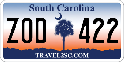 SC license plate ZOD422