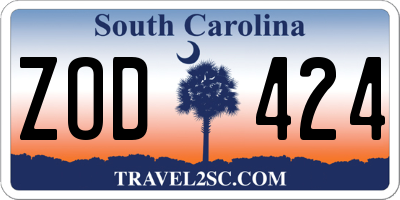 SC license plate ZOD424