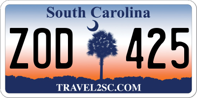 SC license plate ZOD425
