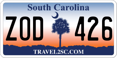 SC license plate ZOD426