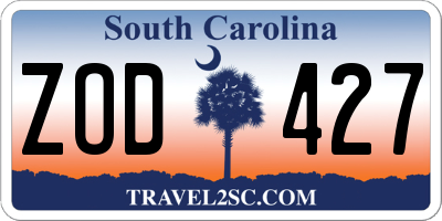 SC license plate ZOD427