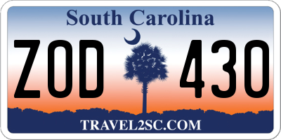 SC license plate ZOD430