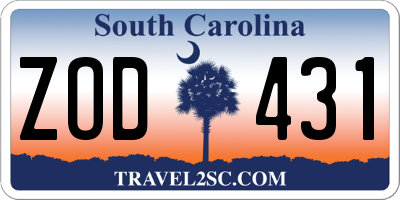 SC license plate ZOD431