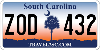 SC license plate ZOD432