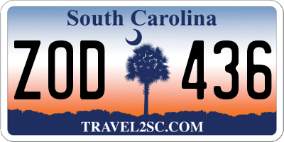 SC license plate ZOD436