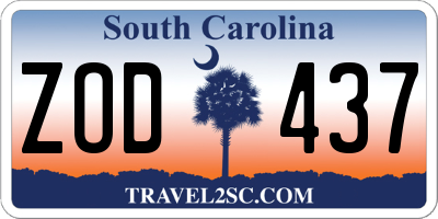 SC license plate ZOD437