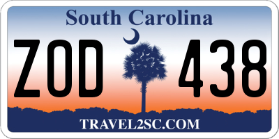SC license plate ZOD438