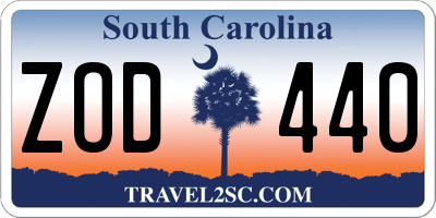 SC license plate ZOD440