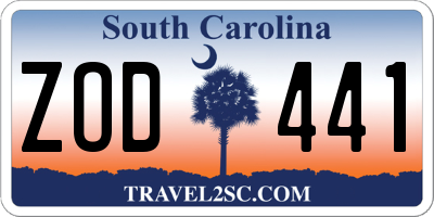 SC license plate ZOD441
