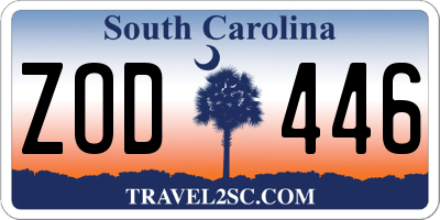 SC license plate ZOD446