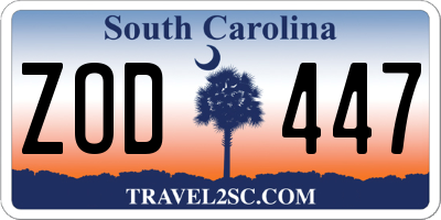 SC license plate ZOD447