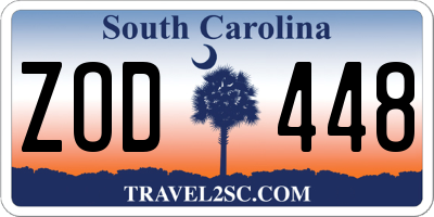 SC license plate ZOD448