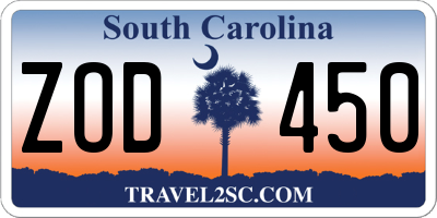 SC license plate ZOD450