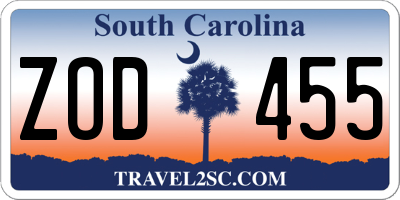 SC license plate ZOD455