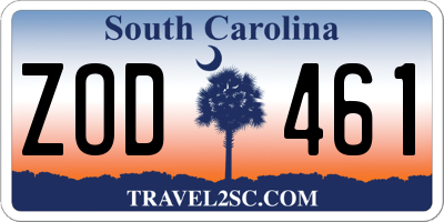 SC license plate ZOD461
