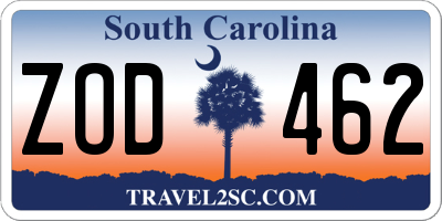 SC license plate ZOD462