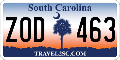SC license plate ZOD463