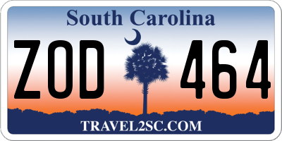 SC license plate ZOD464