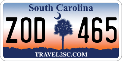 SC license plate ZOD465