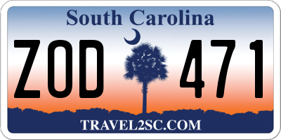 SC license plate ZOD471