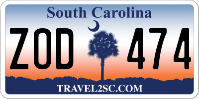SC license plate ZOD474