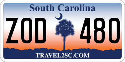 SC license plate ZOD480
