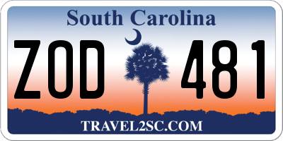 SC license plate ZOD481