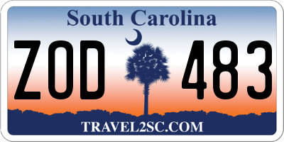 SC license plate ZOD483