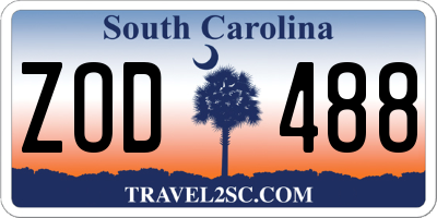 SC license plate ZOD488