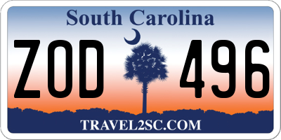 SC license plate ZOD496