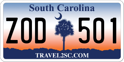 SC license plate ZOD501