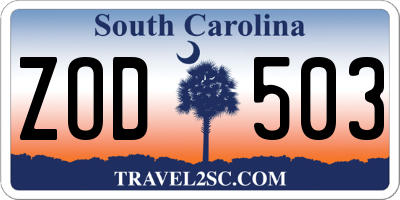 SC license plate ZOD503