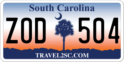 SC license plate ZOD504