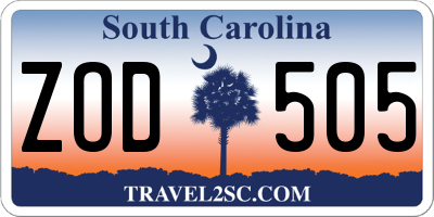 SC license plate ZOD505