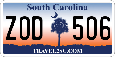 SC license plate ZOD506