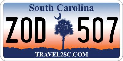 SC license plate ZOD507