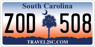 SC license plate ZOD508