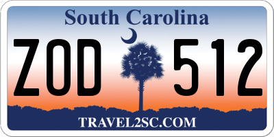 SC license plate ZOD512