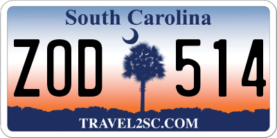 SC license plate ZOD514
