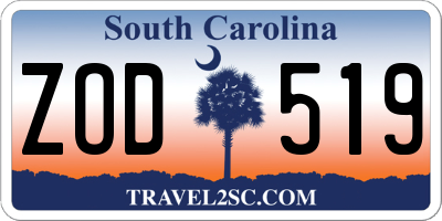 SC license plate ZOD519