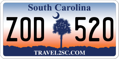 SC license plate ZOD520