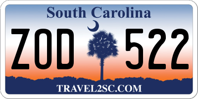 SC license plate ZOD522