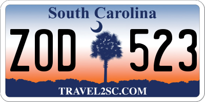 SC license plate ZOD523