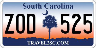 SC license plate ZOD525