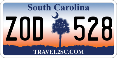 SC license plate ZOD528